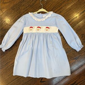 Girls' Light Blue Smocked Santa Holiday Dress - NWOT Cecil and Lou